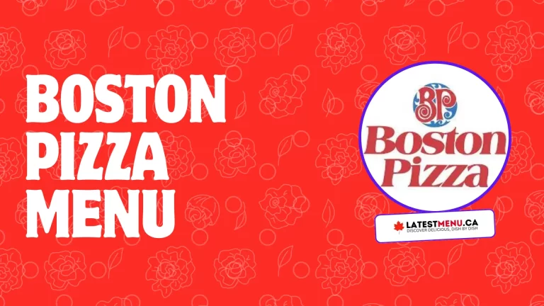 Boston Pizza menu