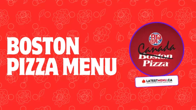 Boston Pizza menu