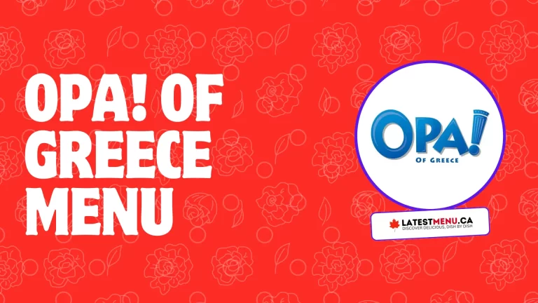 OPA! of Greece menu